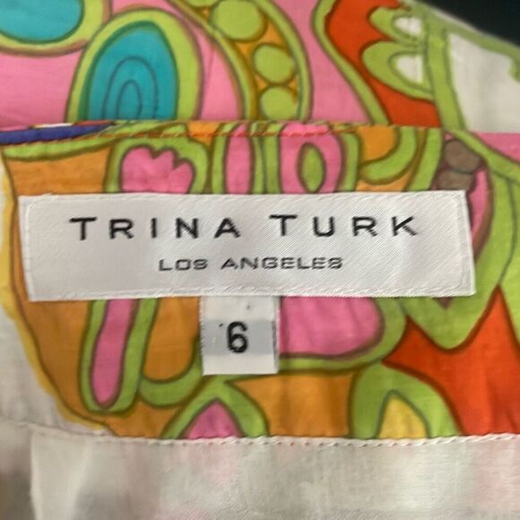 Trina Turk Silk Blend Colorful Retro Print Skirt 6 - Picture 8 of 11
